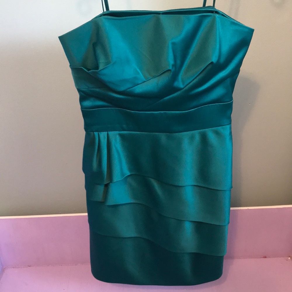 BCBG teal strapless dress! Size 4!